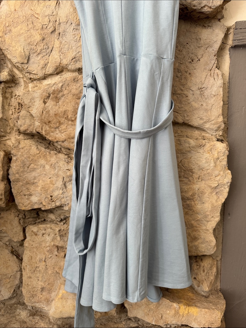 Elhoffer Essentials Powder Blue Sleeveless Wrap Midi Dress - Picture 10 of 10